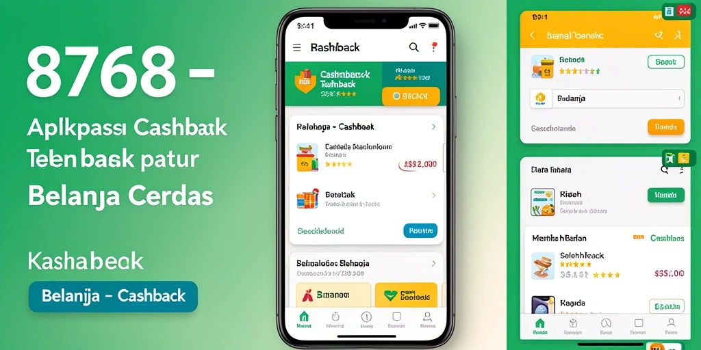 Tampilan antarmuka aplikasi cashback 8768 yang sederhana dan menarik.