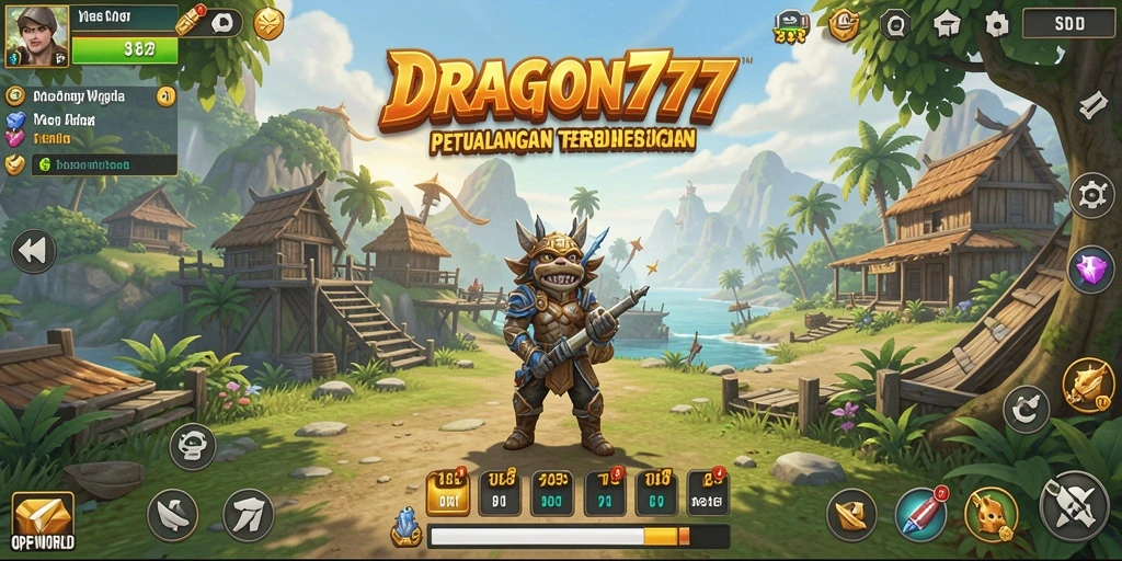 Antarmuka permainan DRAGON777 dengan dunia terbuka yang luas.