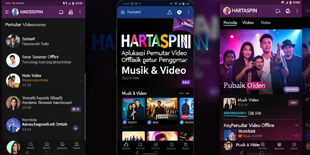 Antarmuka HARTASPIN yang memudahkan pemutaran video offline.
