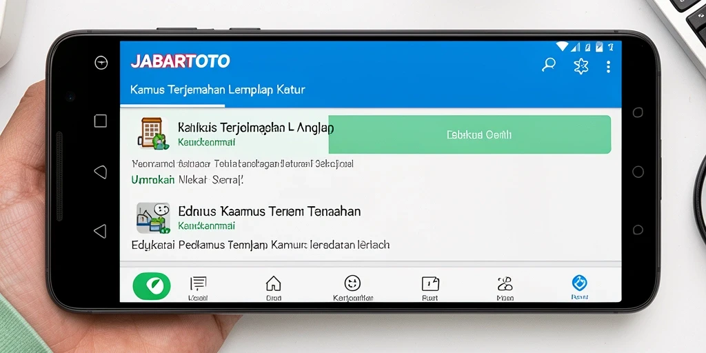 Antarmuka aplikasi JABARTOTO yang ramah pengguna untuk Kamus Terjemahan.