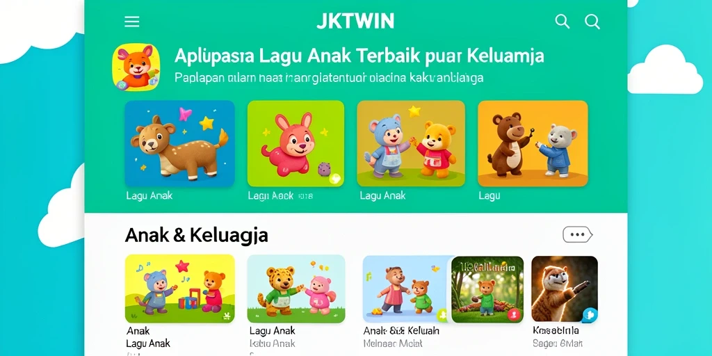 Antarmuka interaktif dan menyenangkan dari aplikasi JKTWIN untuk anak-anak.