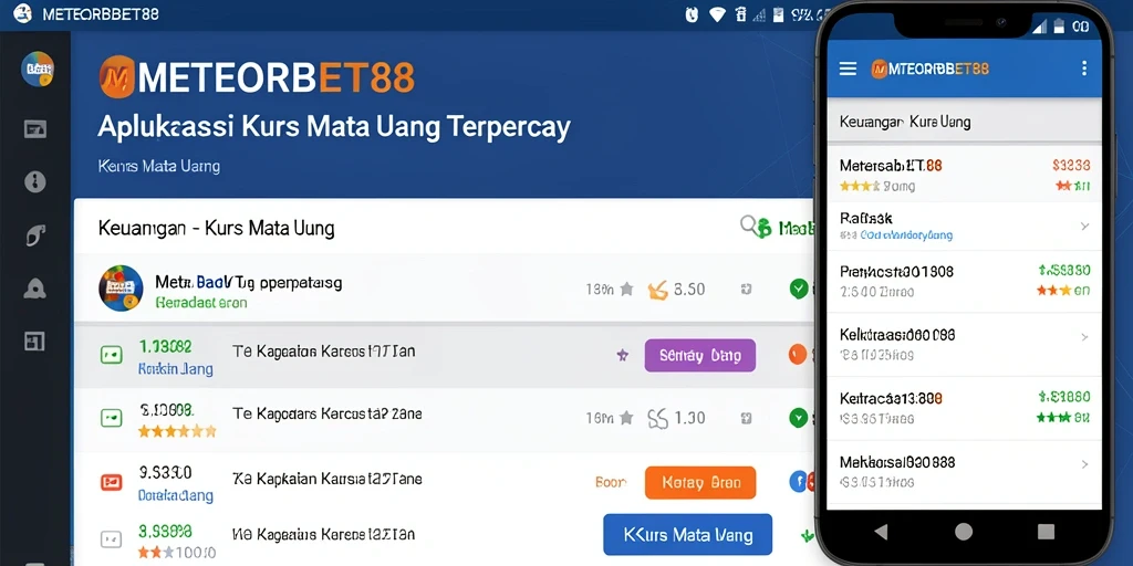 Antarmuka user-friendly METEORBET88 dengan fitur kurs mata uang.