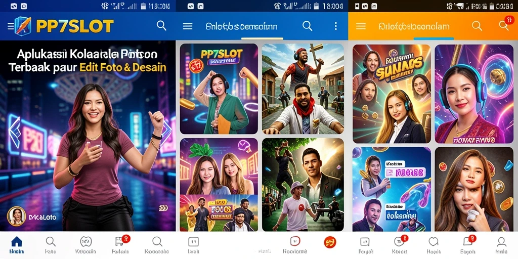 Tampilan antarmuka PP7SLOT untuk pembuatan kolase foto yang sederhana.