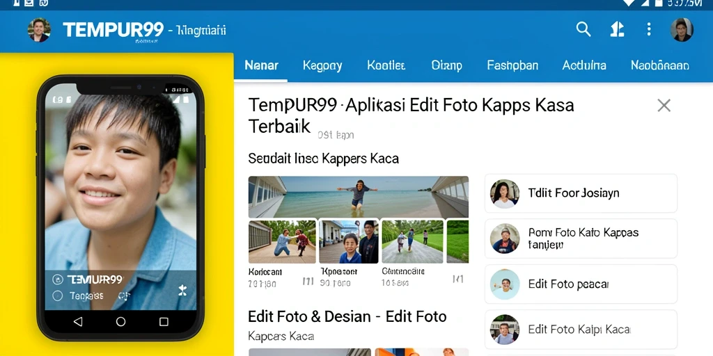 Tampilan antarmuka aplikasi TEMPUR99 untuk Edit Foto Kertas Kaca.