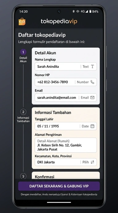 Cara Registrasi Akun Baru Tokopediavip untuk Pengguna Android