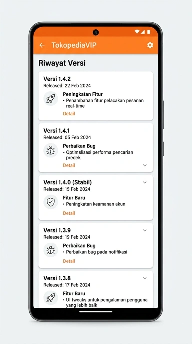 Riwayat Versi Aplikasi tokopediavip untuk Android